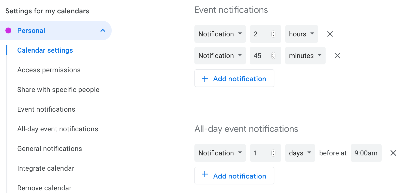 GOOGLE CALENDAR Setting