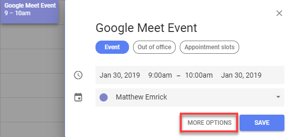 GOOGLE Meet Event